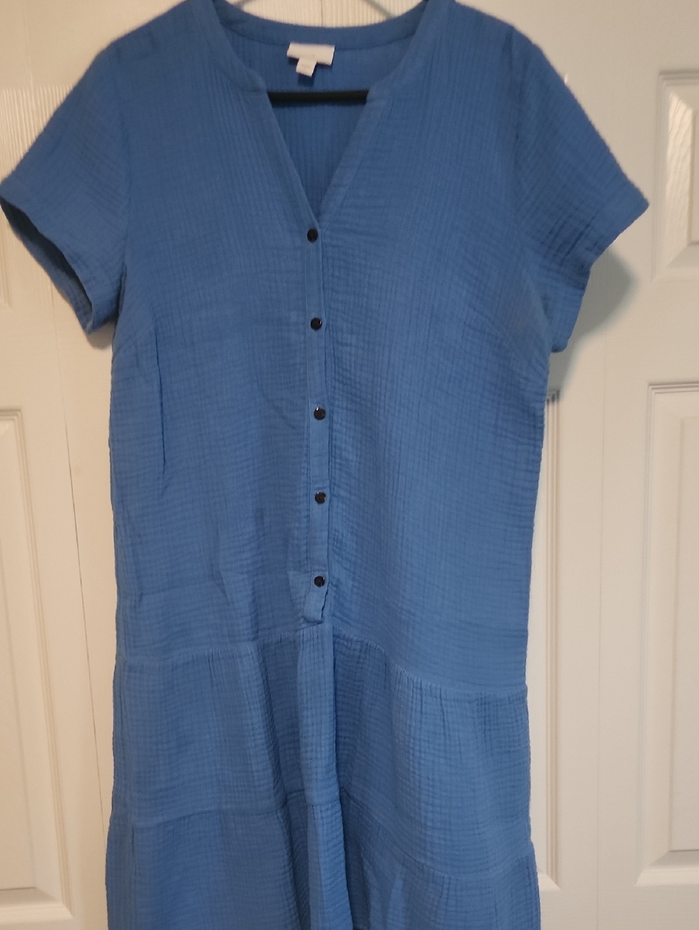 J. Jill Blue Textured Button-Front Tunic
